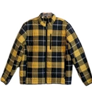 Hawke And Co Puffer Jacket Mens Size L Buffalo Plaid Yellow Full Zip EUC